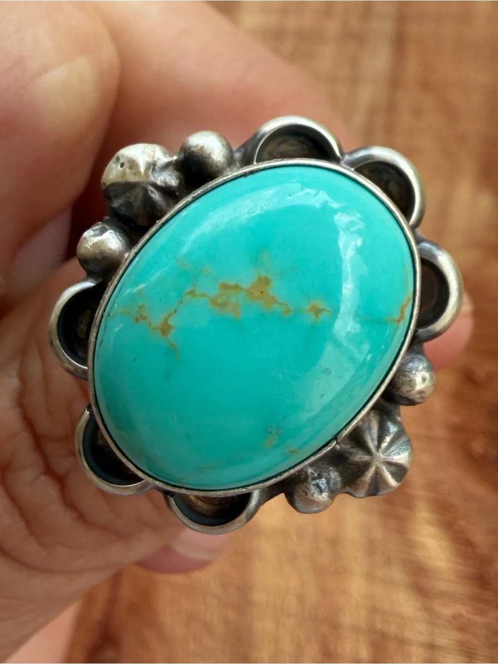 Navajo Handmade By Ronnie Martinez Kingman Turquoise Ring Size 8.5